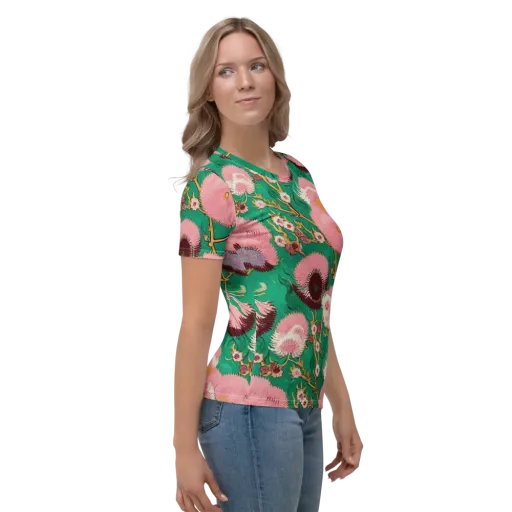 Emerald Chrysanthemum on a Women's Crew Neck T-Shirt