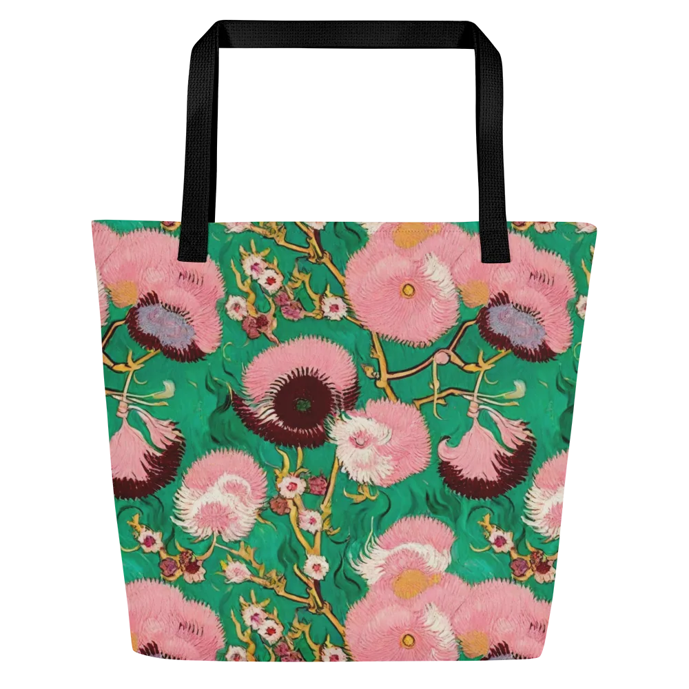 Emerald Chrysanthemum on Large Tote Bag W/ Pocket — Front