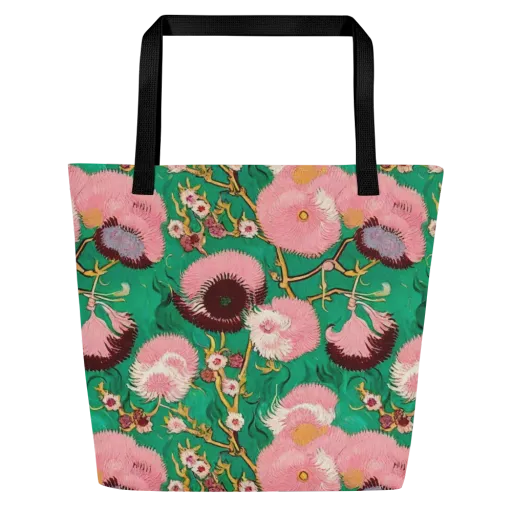 Emerald Chrysanthemum on a Large Tote Bag W/ Pocket