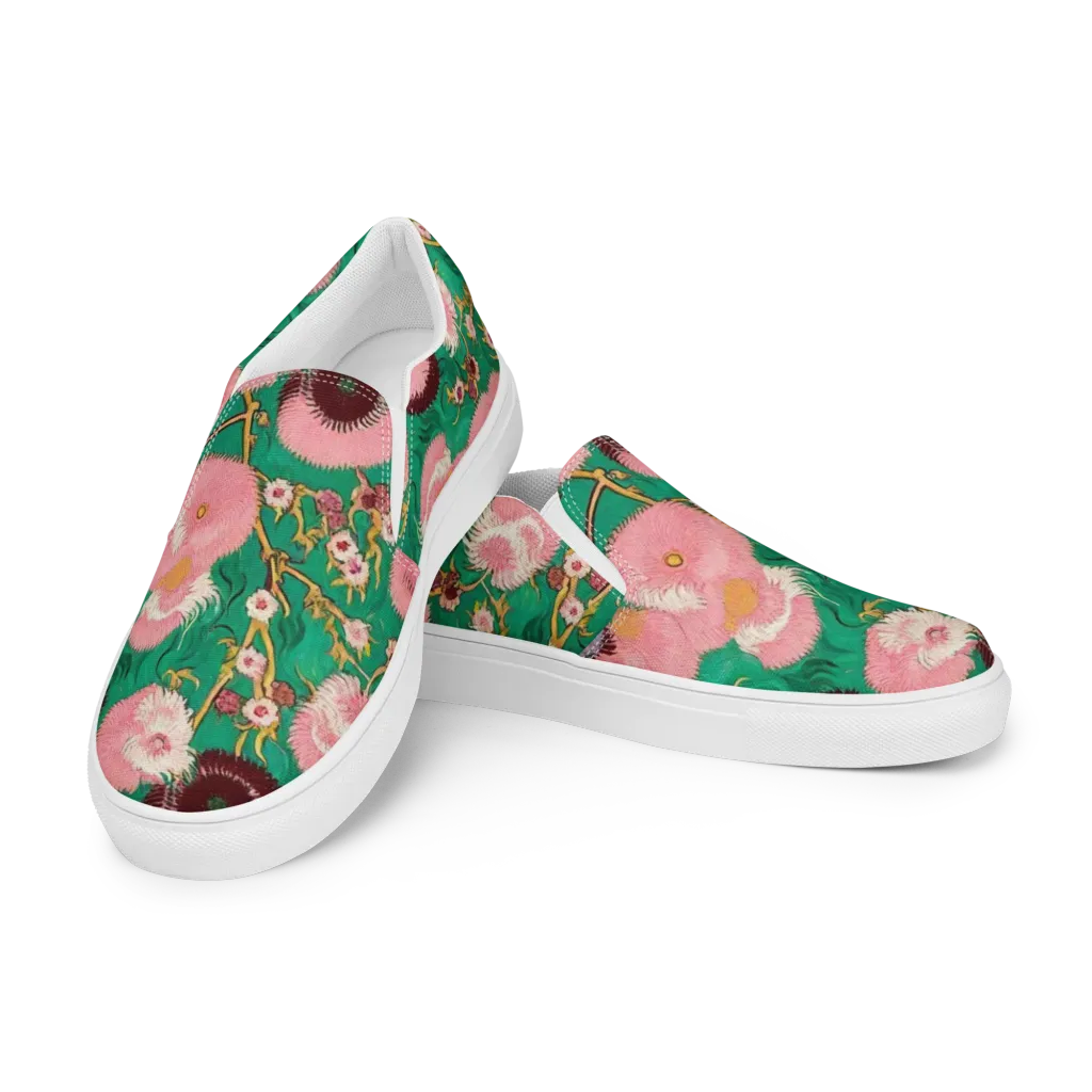 Emerald Chrysanthemum on Women's Slip-On Canvas Shoes — Left Front