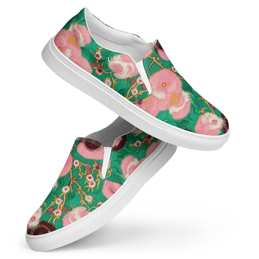 Emerald Chrysanthemum on Women's Slip-On Canvas Shoes — Front