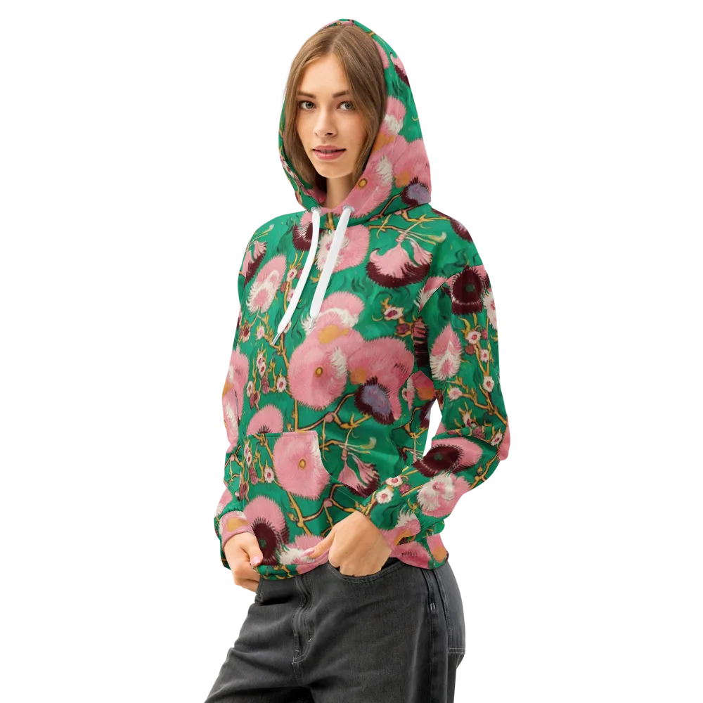Emerald Chrysanthemum on Cotton Hoodie — Left Front