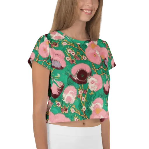 Emerald Chrysanthemum on a Crop Tee