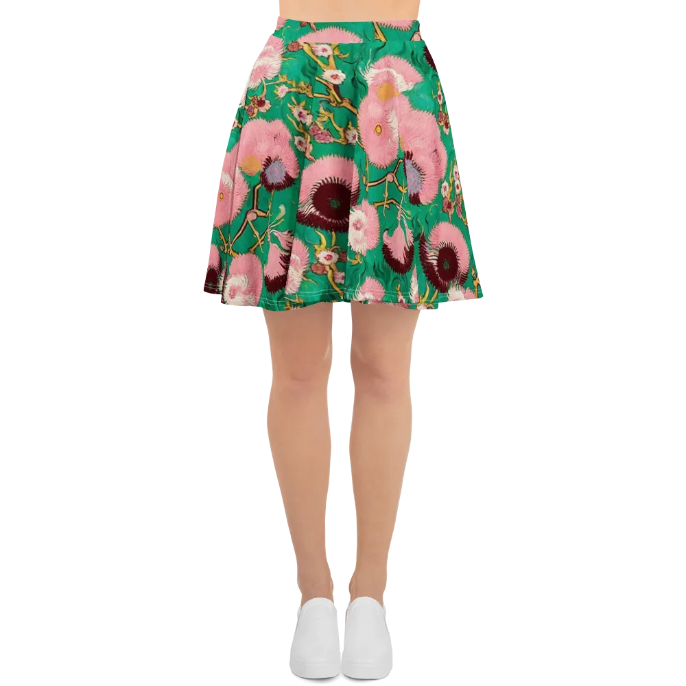 Emerald Chrysanthemum on Skater Skirt — Front