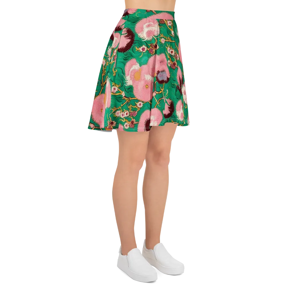 Emerald Chrysanthemum on Skater Skirt — Right