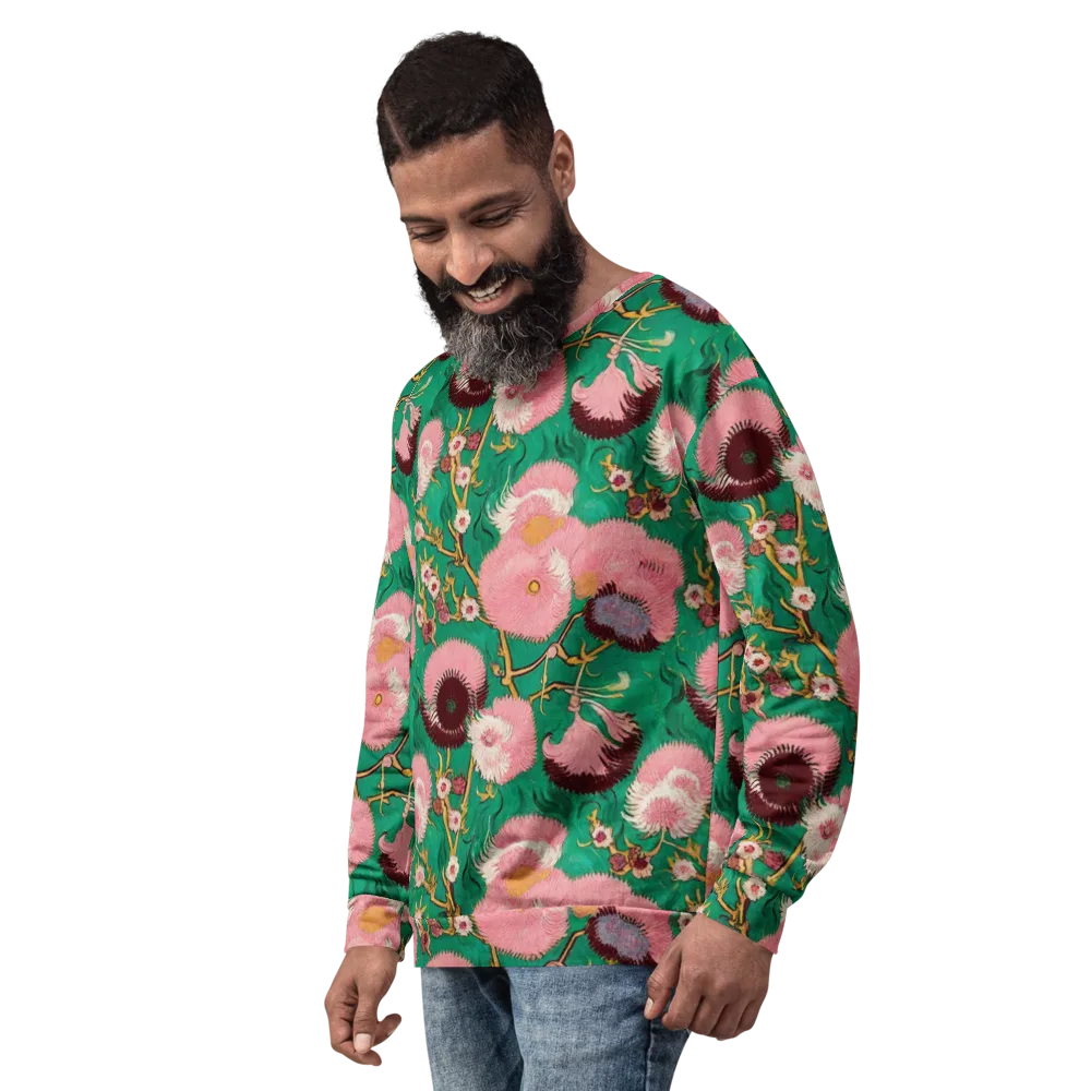 Emerald Chrysanthemum on Sweatshirt — Left Front