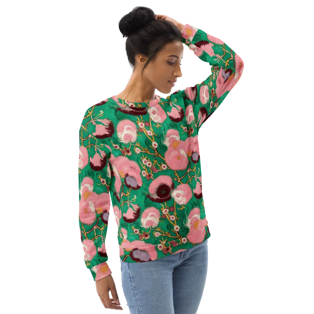 Emerald Chrysanthemum on Sweatshirt — Right Front