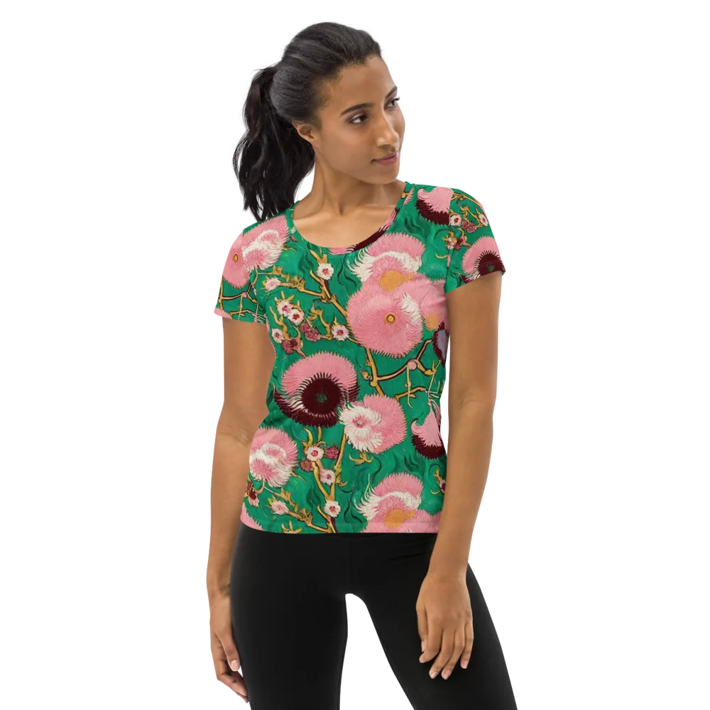 Emerald Chrysanthemum on Women's Athletic T-Shirt — Front