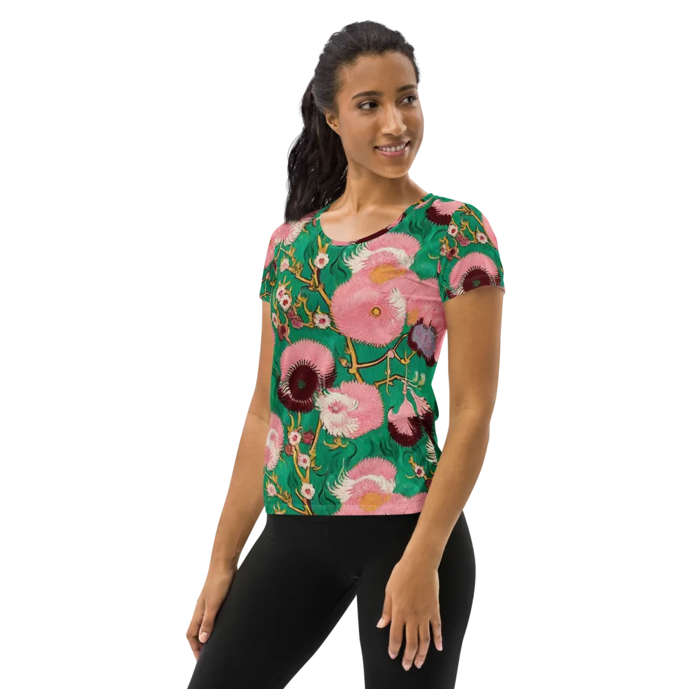 Emerald Chrysanthemum on Women's Athletic T-Shirt — Left