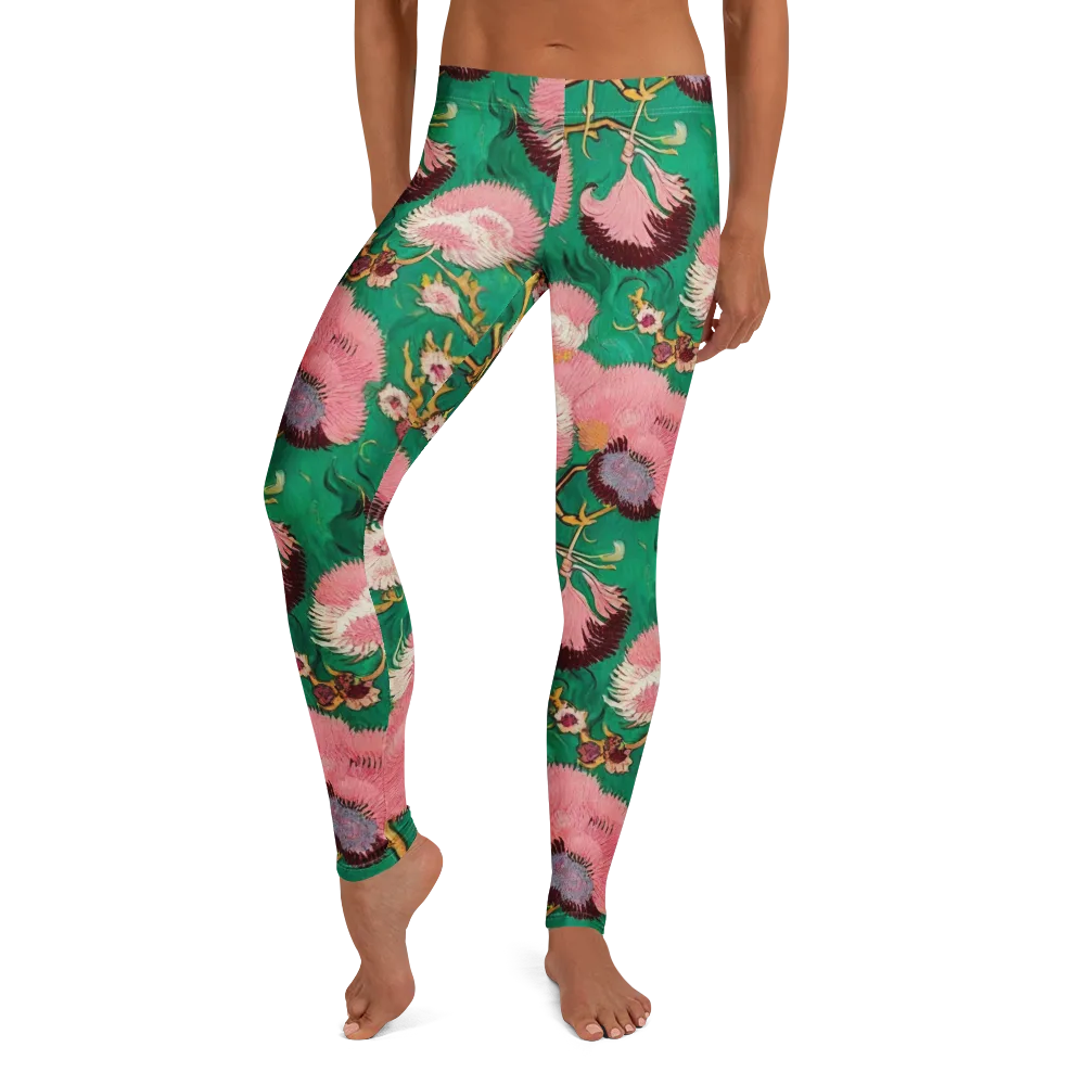 Emerald Chrysanthemum on Leggings — Front