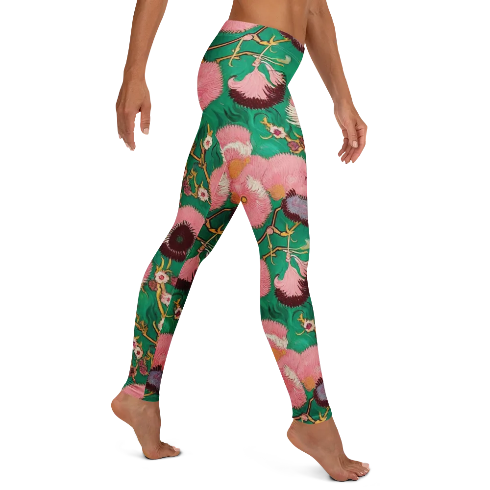 Emerald Chrysanthemum on Leggings — Right