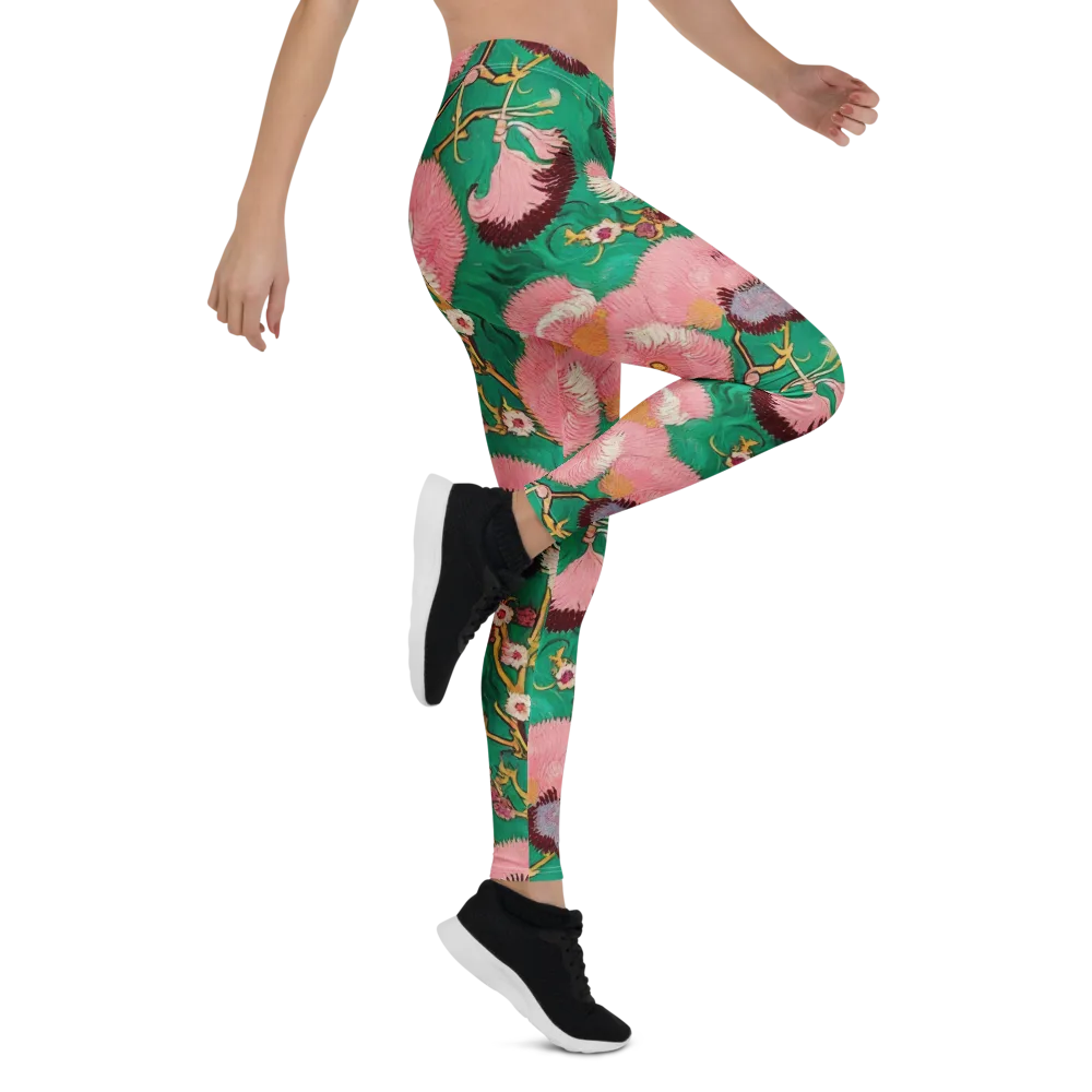 Emerald Chrysanthemum on Leggings — Right