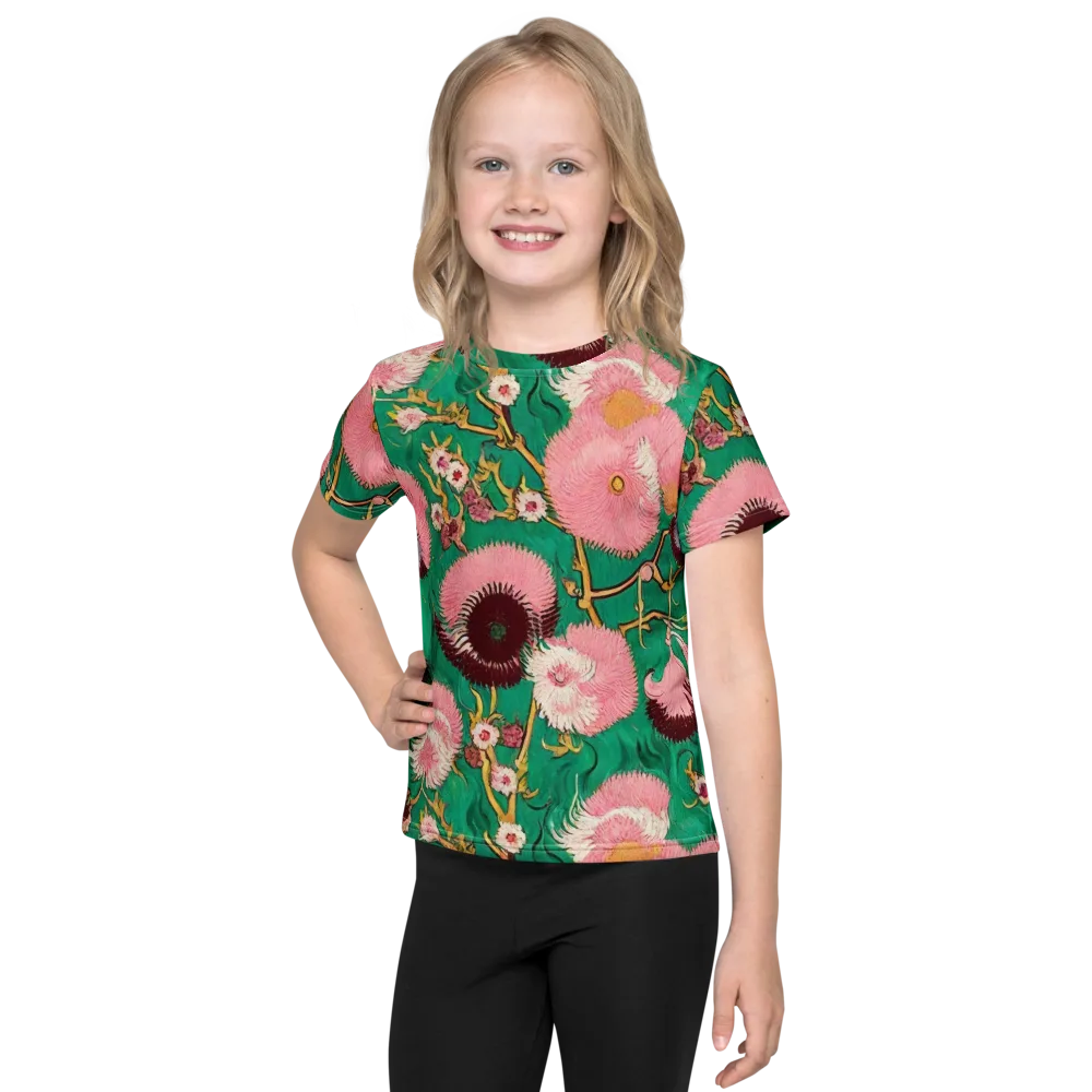 Emerald Chrysanthemum on Kids Crew Neck T-Shirt — Front