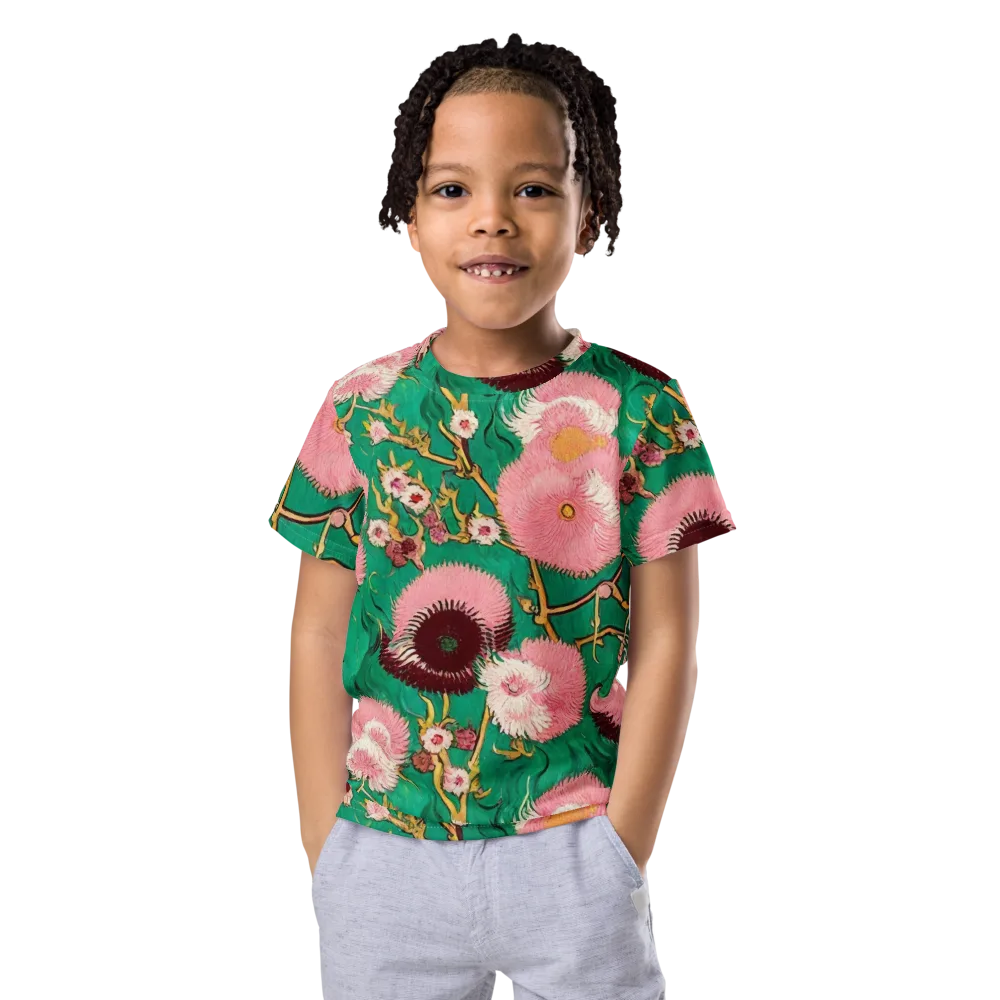 Emerald Chrysanthemum on Kids Crew Neck T-Shirt — Front