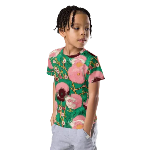 Emerald Chrysanthemum on a Kids Crew Neck T-Shirt