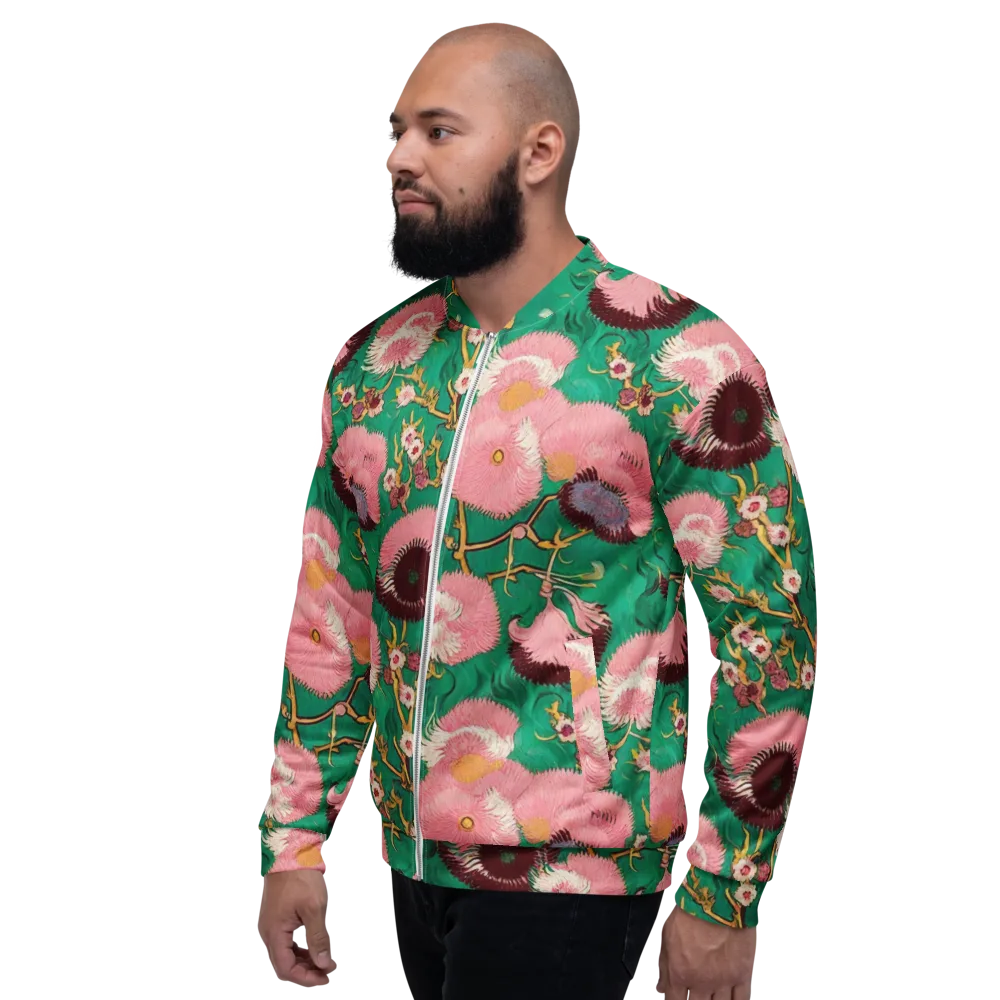 Emerald Chrysanthemum on Bomber Jacket — Left