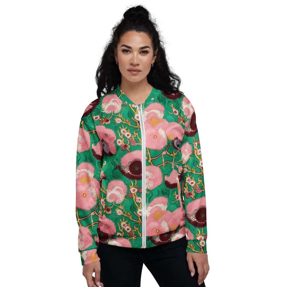 Emerald Chrysanthemum on Bomber Jacket — Front
