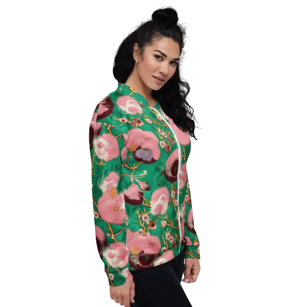 Emerald Chrysanthemum on Bomber Jacket — Right