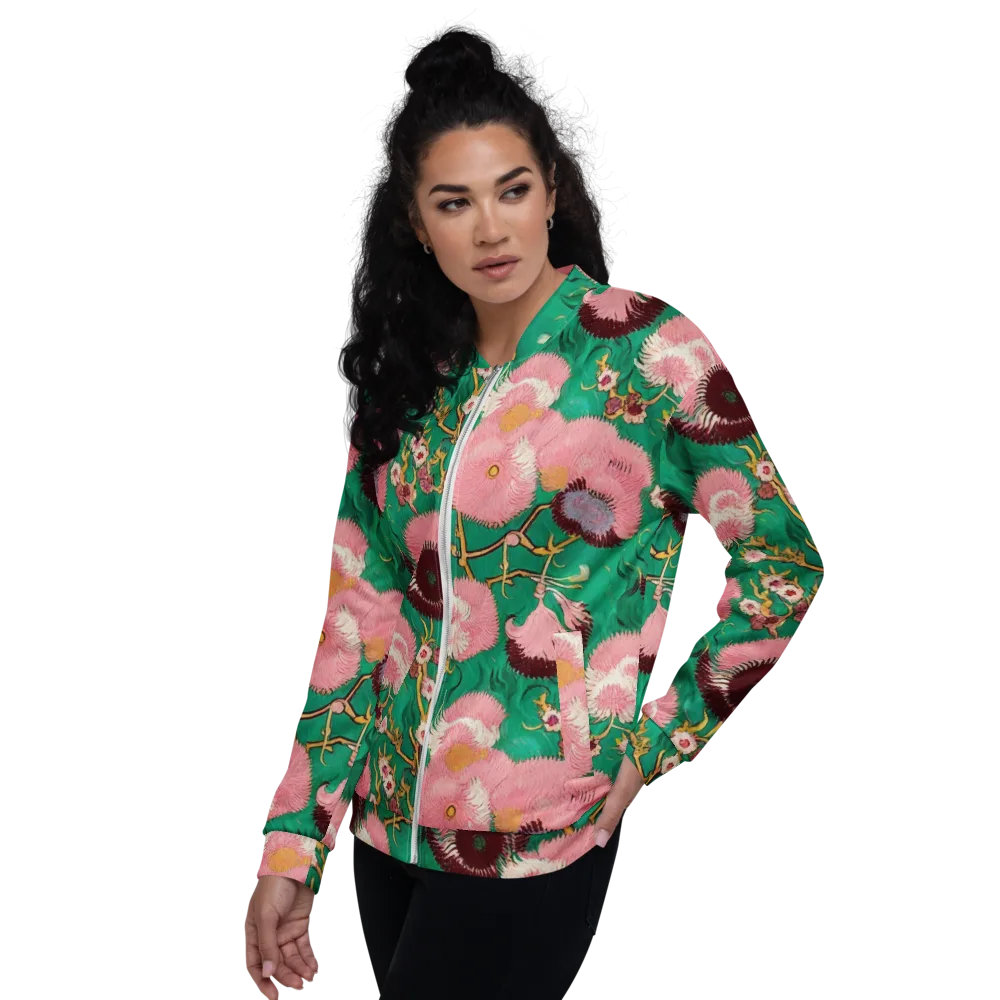 Emerald Chrysanthemum on Bomber Jacket — Left