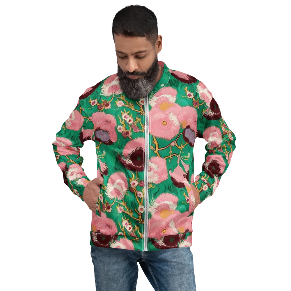 Emerald Chrysanthemum on Bomber Jacket — Front