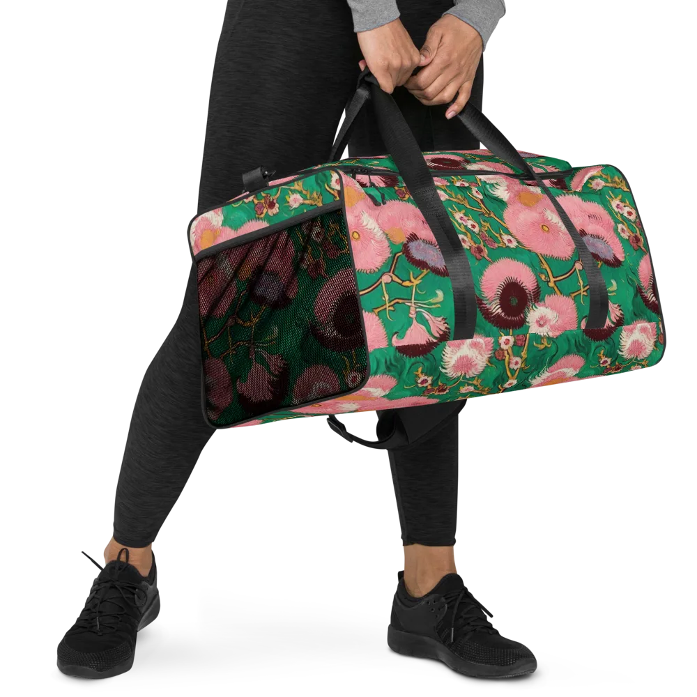 Emerald Chrysanthemum on Duffle Bag — Right Front