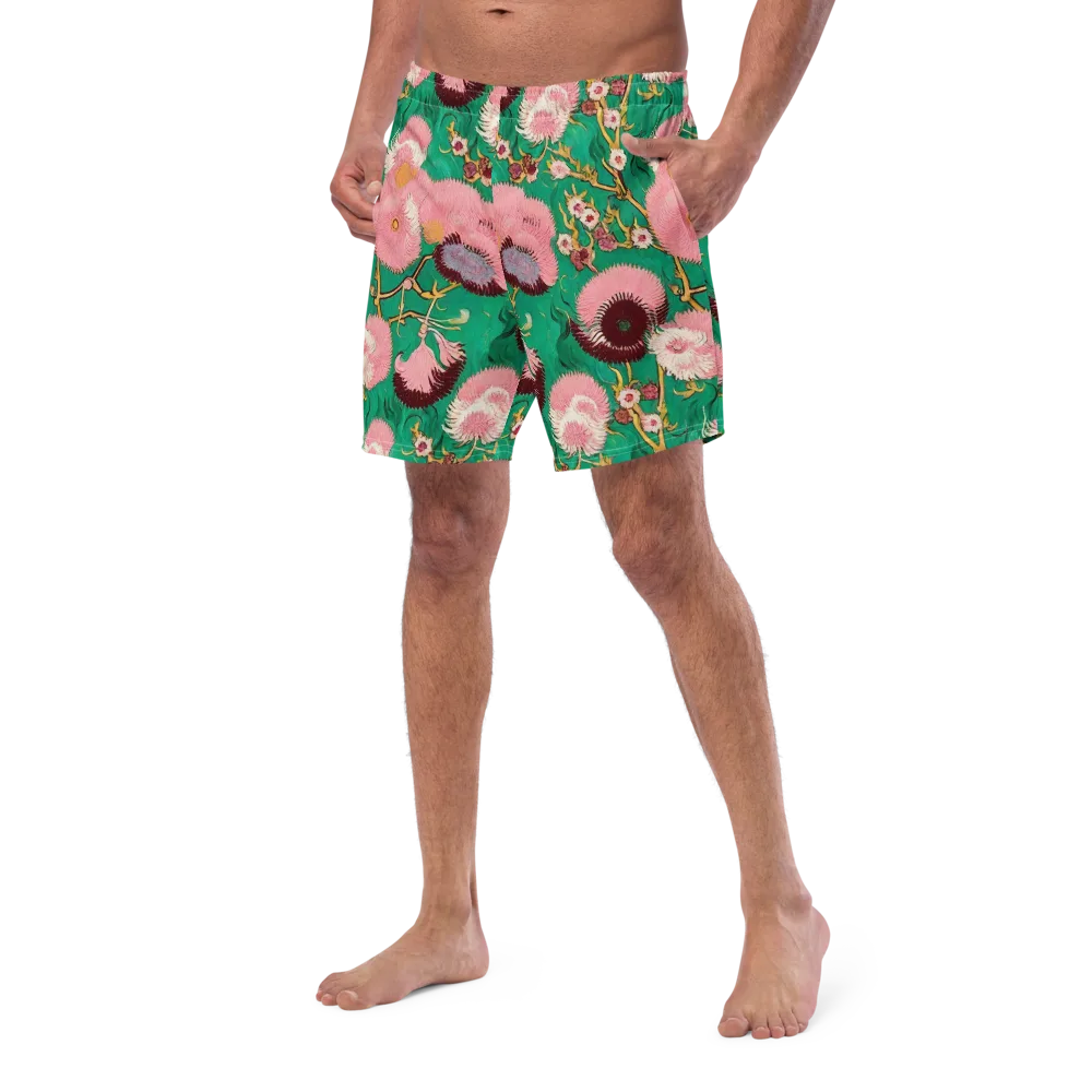 Emerald Chrysanthemum on Swim Trunks — Left Front