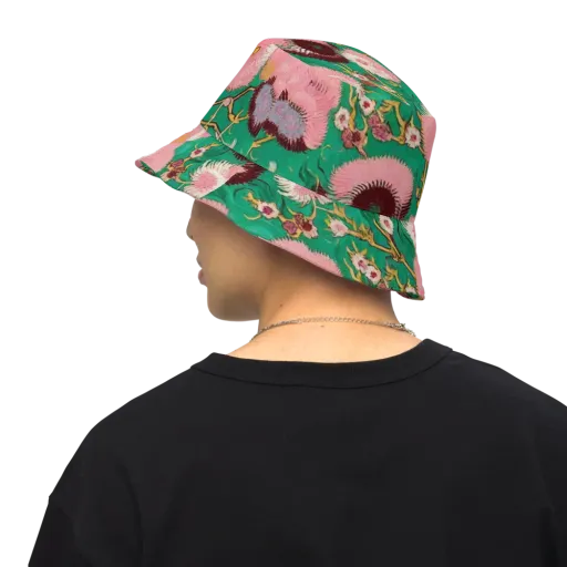 Emerald Chrysanthemum on a Reversible Bucket Hat