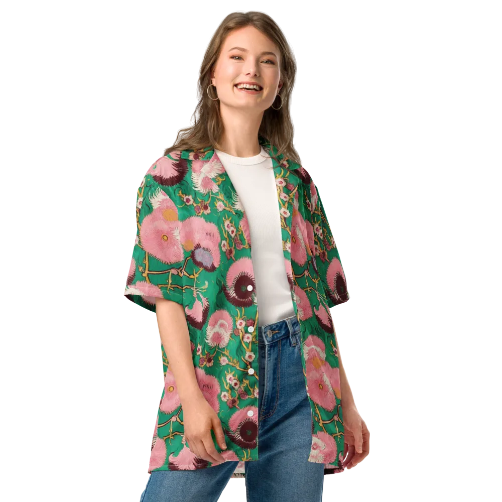 Emerald Chrysanthemum on Button Shirt — Front