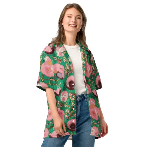 Emerald Chrysanthemum on a Button Shirt