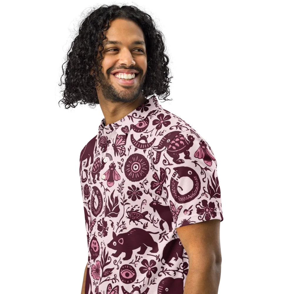Rosy Woodland on Men's Slim Fit Polo Shirt — Left Front