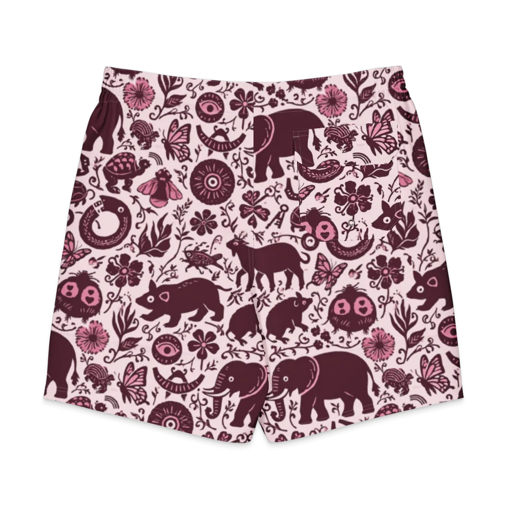 Rosy Woodland on Men's Board Shorts — Back