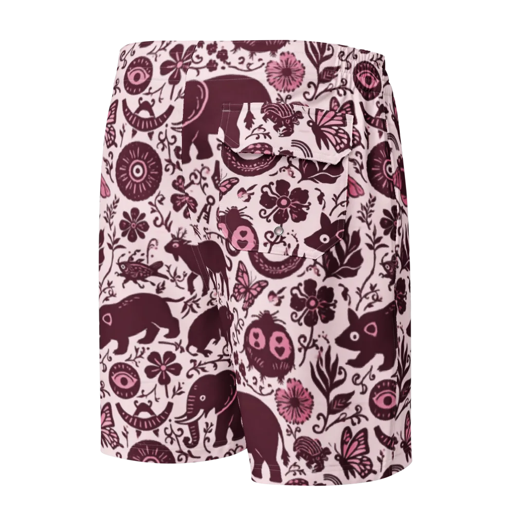 Rosy Woodland on Men's Board Shorts — Back