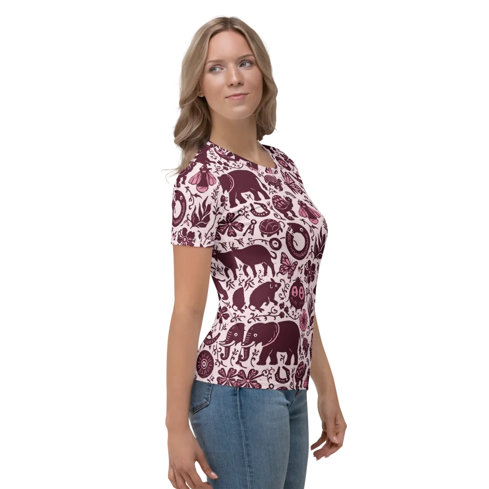 Rosy Woodland on Women's Crew Neck T-Shirt — Right