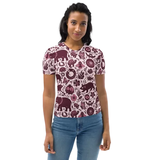 Rosy Woodland on a Women's Crew Neck T-Shirt