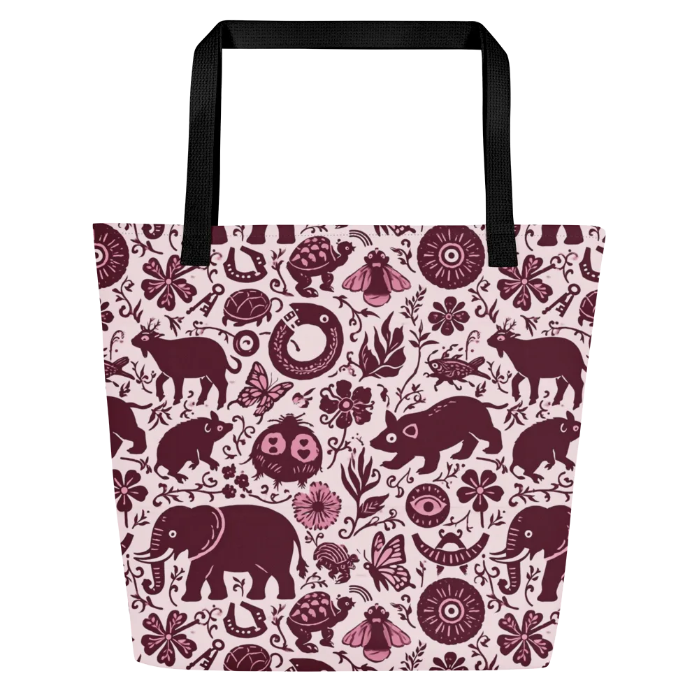 Rosy Woodland on Large Tote Bag W/ Pocket — Front