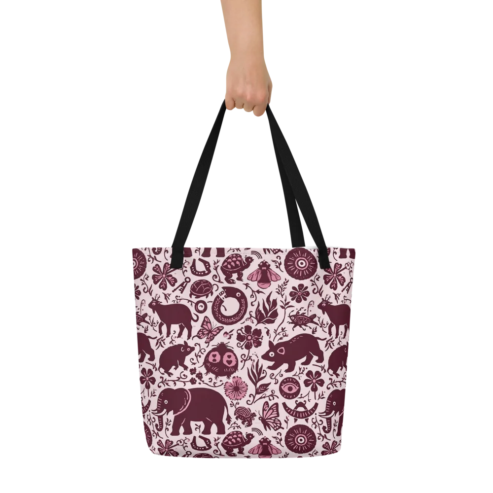 Rosy Woodland on Large Tote Bag W/ Pocket — Front