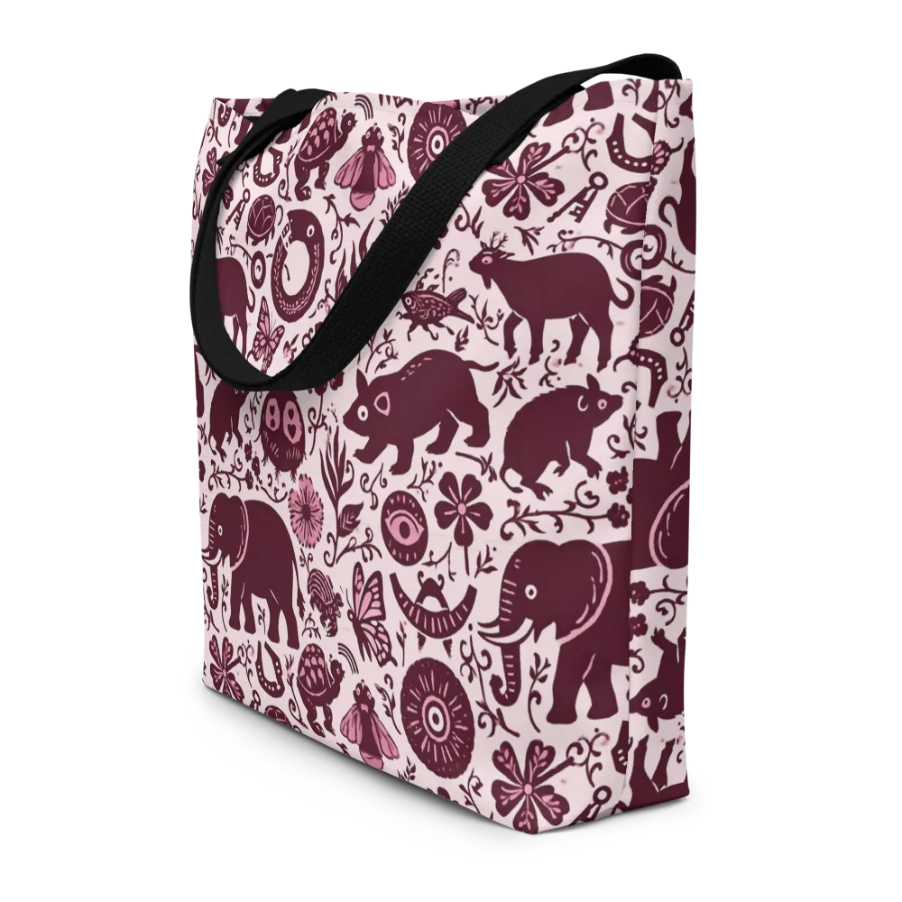 Rosy Woodland on Large Tote Bag W/ Pocket — Front