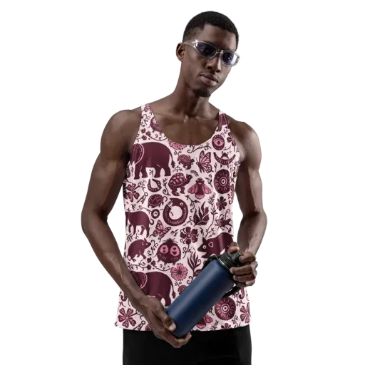 Rosy Woodland on a Men's Tank Top