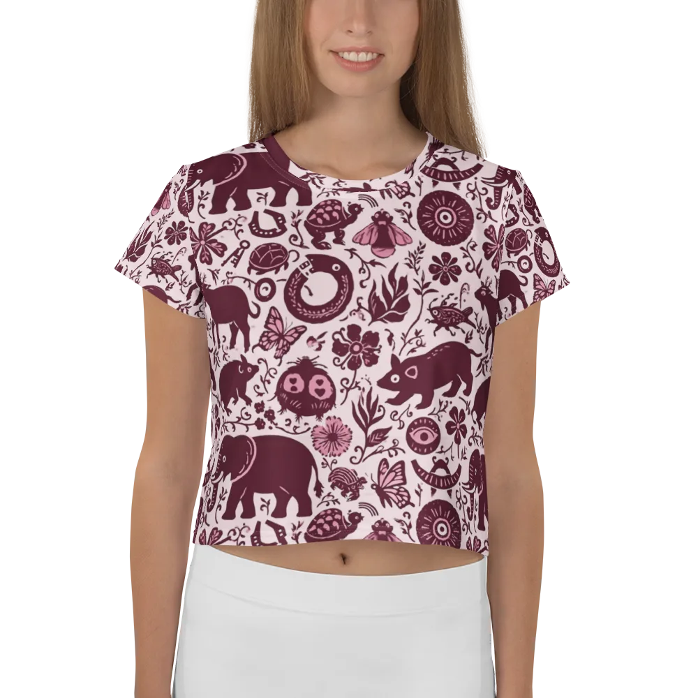 Rosy Woodland on Crop Tee — Front