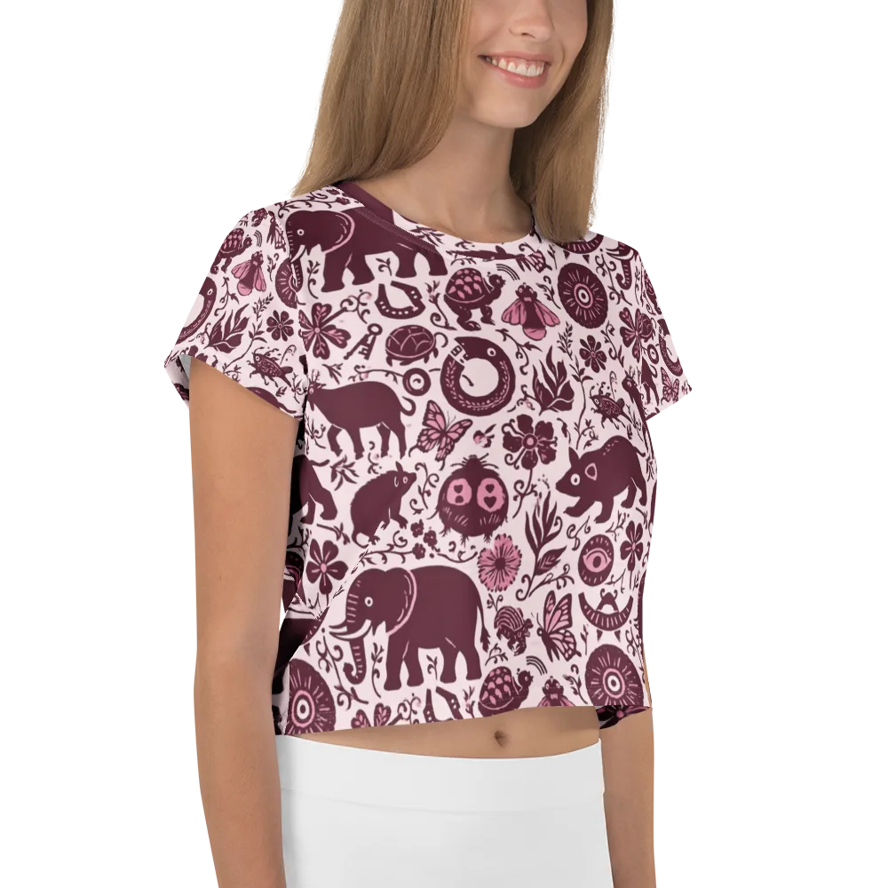 Rosy Woodland on Crop Tee — Right