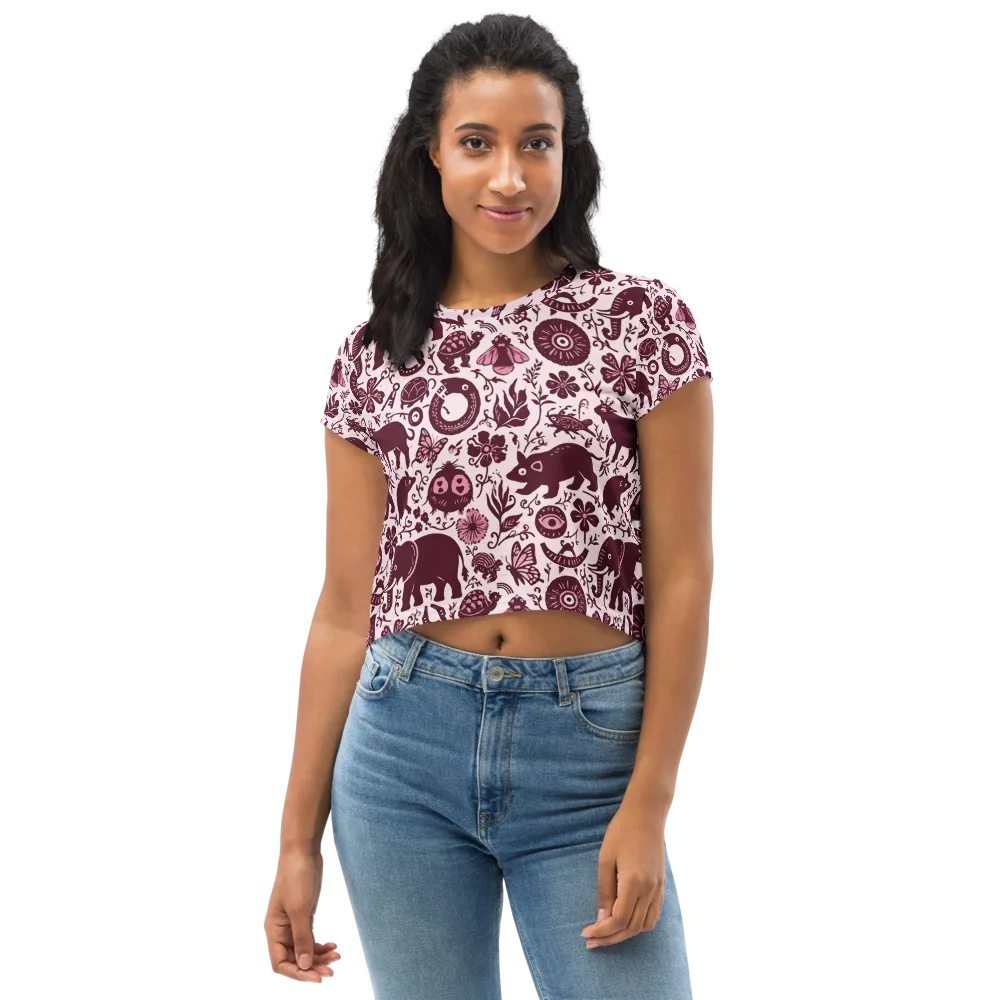 Rosy Woodland on Crop Tee — Front