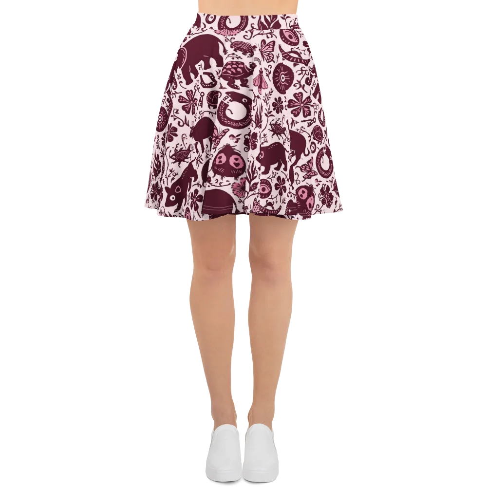 Rosy Woodland on Skater Skirt — Front