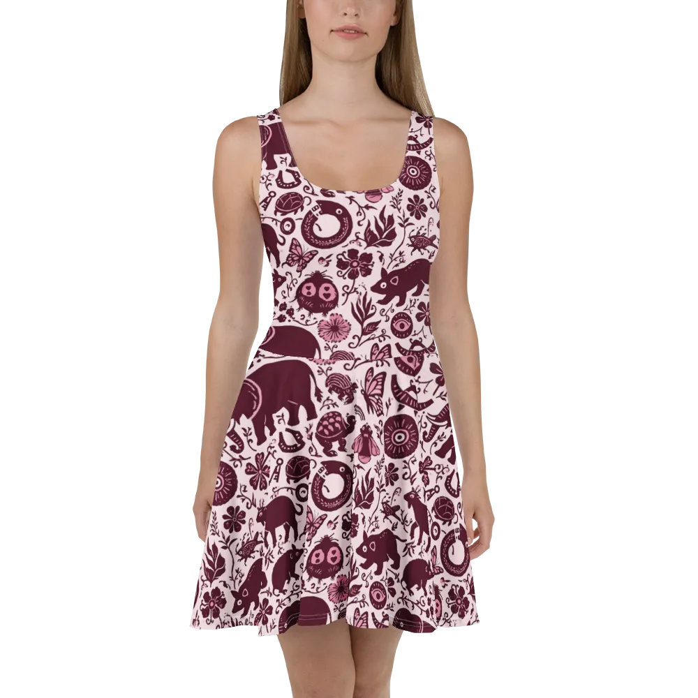 Rosy Woodland on Skater Dress — Front
