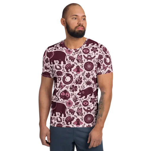 Rosy Woodland on a Men's Athletic T-Shirt