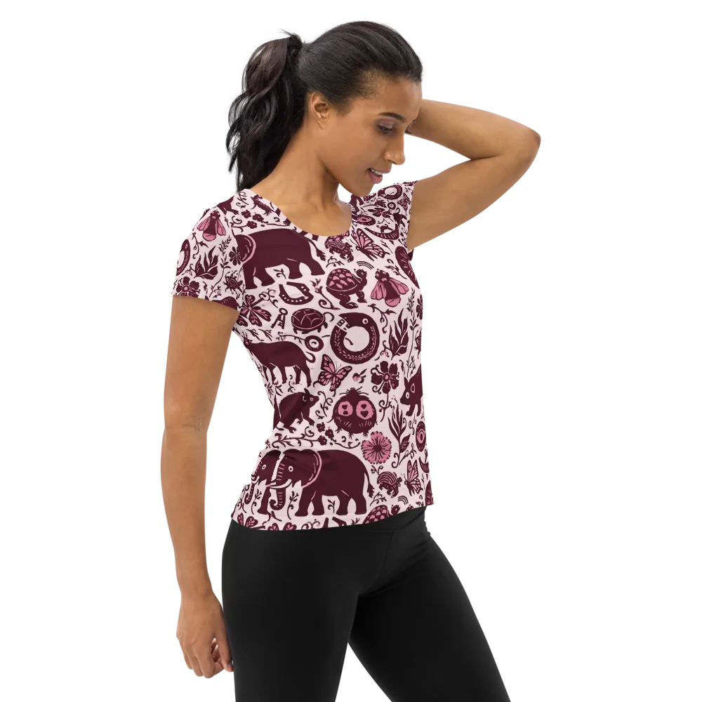 Rosy Woodland on Women's Athletic T-Shirt — Right
