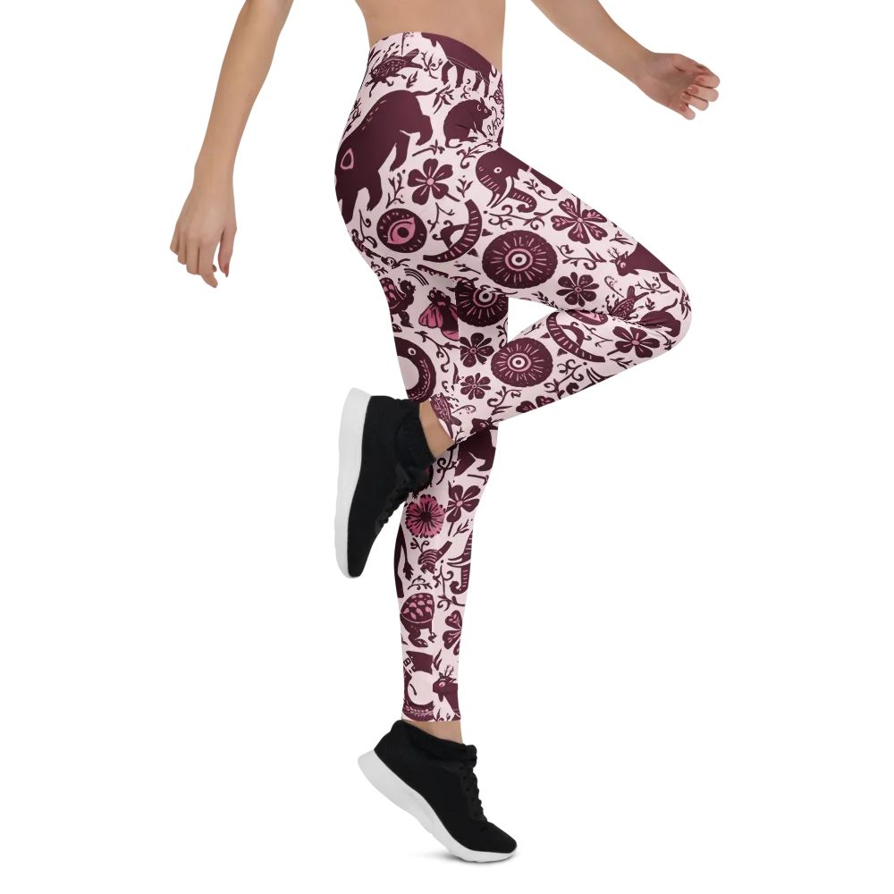 Rosy Woodland on Leggings — Right