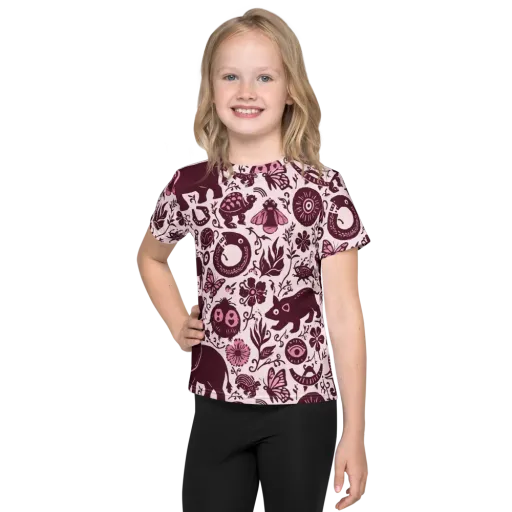 Rosy Woodland on a Kids Crew Neck T-Shirt