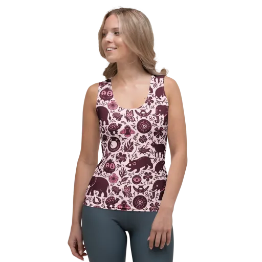 Rosy Woodland on a Women's Tank Top
