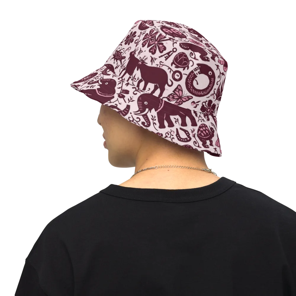Rosy Woodland on Reversible Bucket Hat — Back Inside