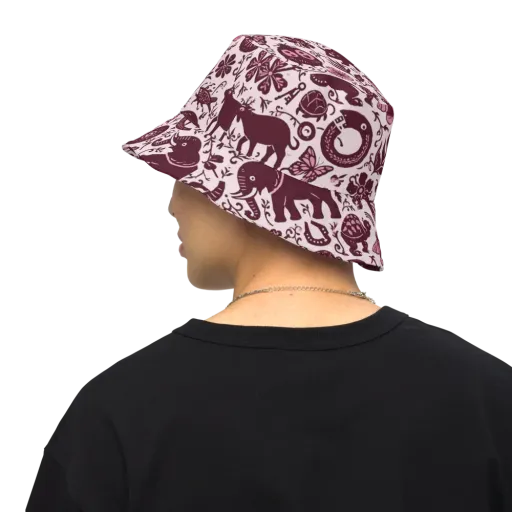 Rosy Woodland on a Reversible Bucket Hat